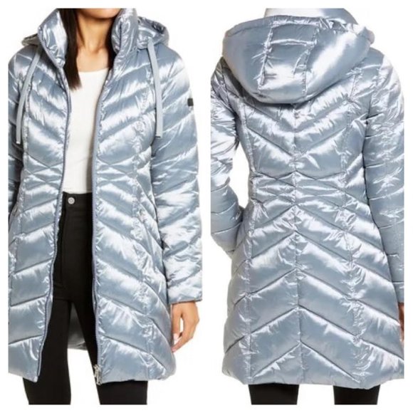 NWT $230 SAM EDELMAN Women XS (US 0-2) Hooded Puffer Coat Winter Snow Jacket - Picture 2 of 16